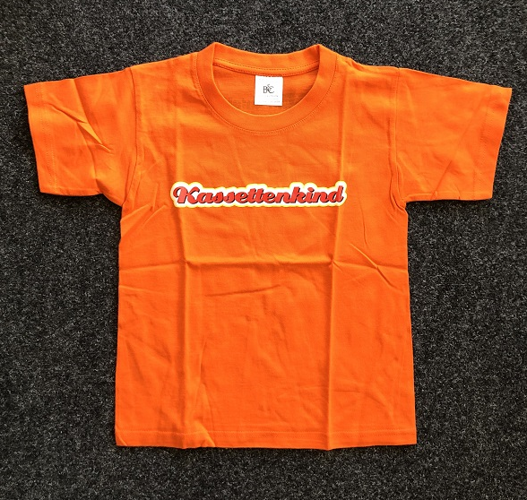 T-Shirt Kassettenkind Orange für Kinder Größe 7/8 (122 - 128 cm)