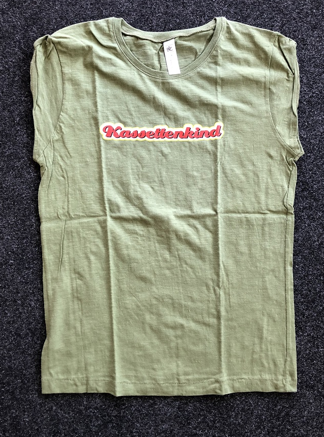 T-Shirt Kassettenkind Olivgrün für Frauen Größe S